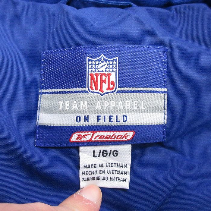 XL/古着 リーボック 長袖 ナイロン ジャケット メンズ 00s NFL ニューヨークジャイアンツ ワンポイントロゴ 刺繍 大きいサイズ ロング_画像7