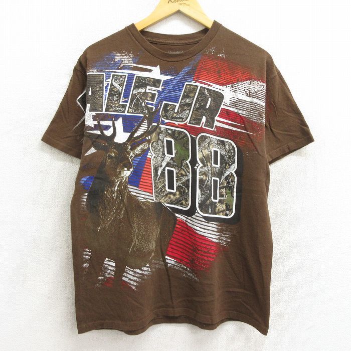 L/古着 半袖 Tシャツ メンズ デイルアーンハートジュニア シカ NASCAR クルーネック 茶 ブラウン 23jun28 中古_画像1