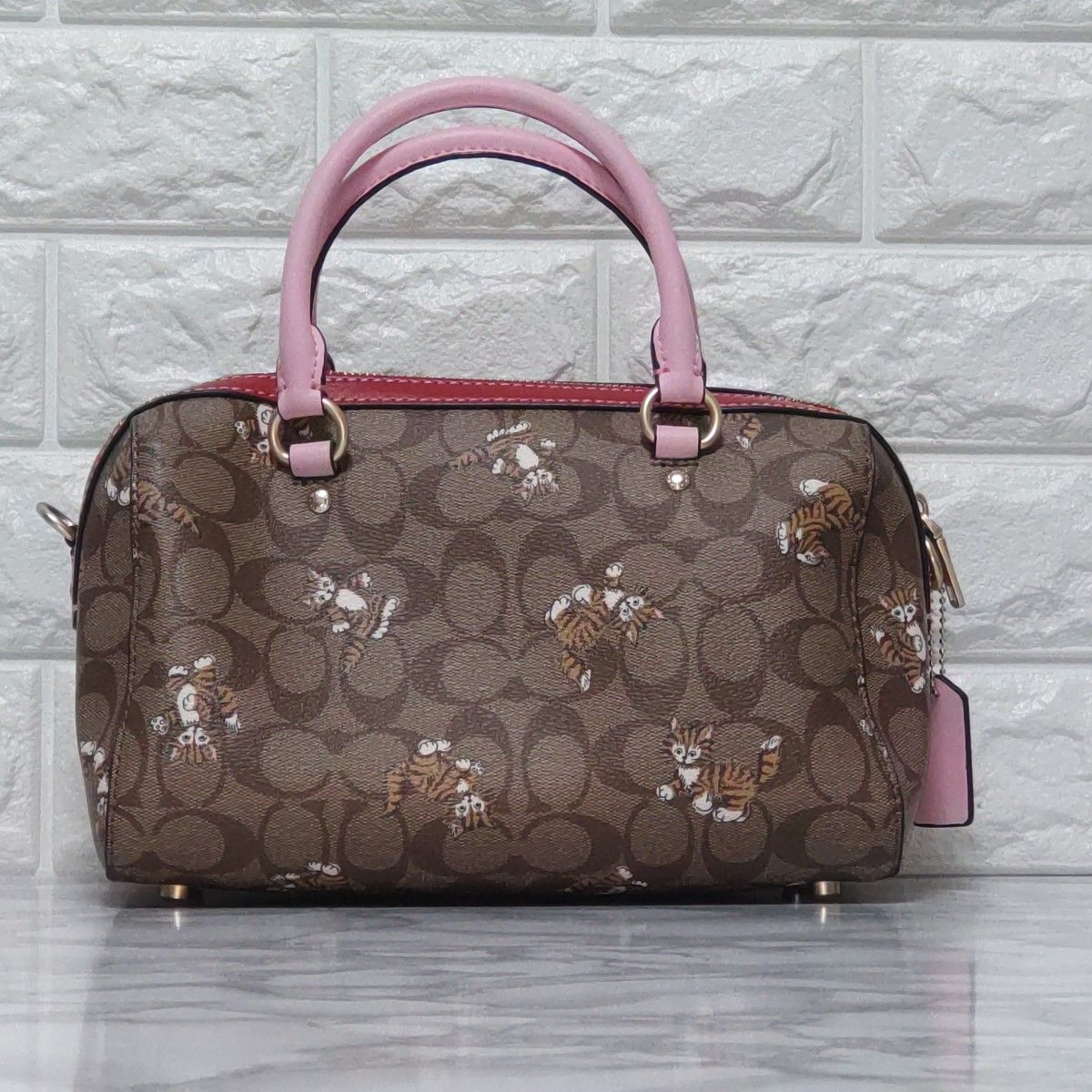 COACH コーチ ボストンバッグ ローアンサッチェル キャット ネコ 猫