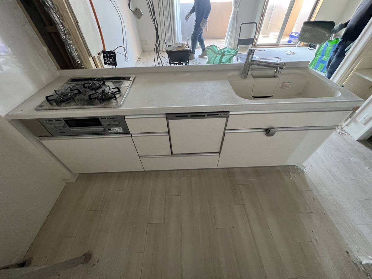 1017Panasonicパナソニック2015年製食洗機 ハーマン2014年製都市ガスコンロ付き システムキッチンセット 直_画像1