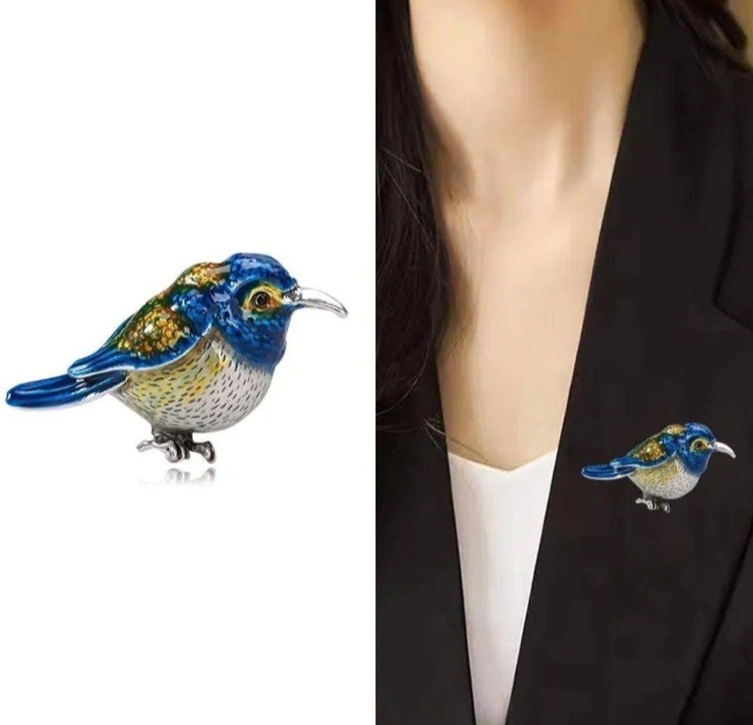 鳥のブローチ 野鳥 キバシリ ブルー 男女兼用 鳥の雑貨 HANAKOの画像9