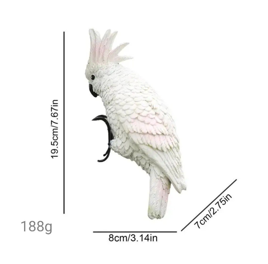 鳥の置物　白いオウム　ガーデンオブジェ　引っ掛けオブジェ　鳥の雑貨　HANAKO_画像6