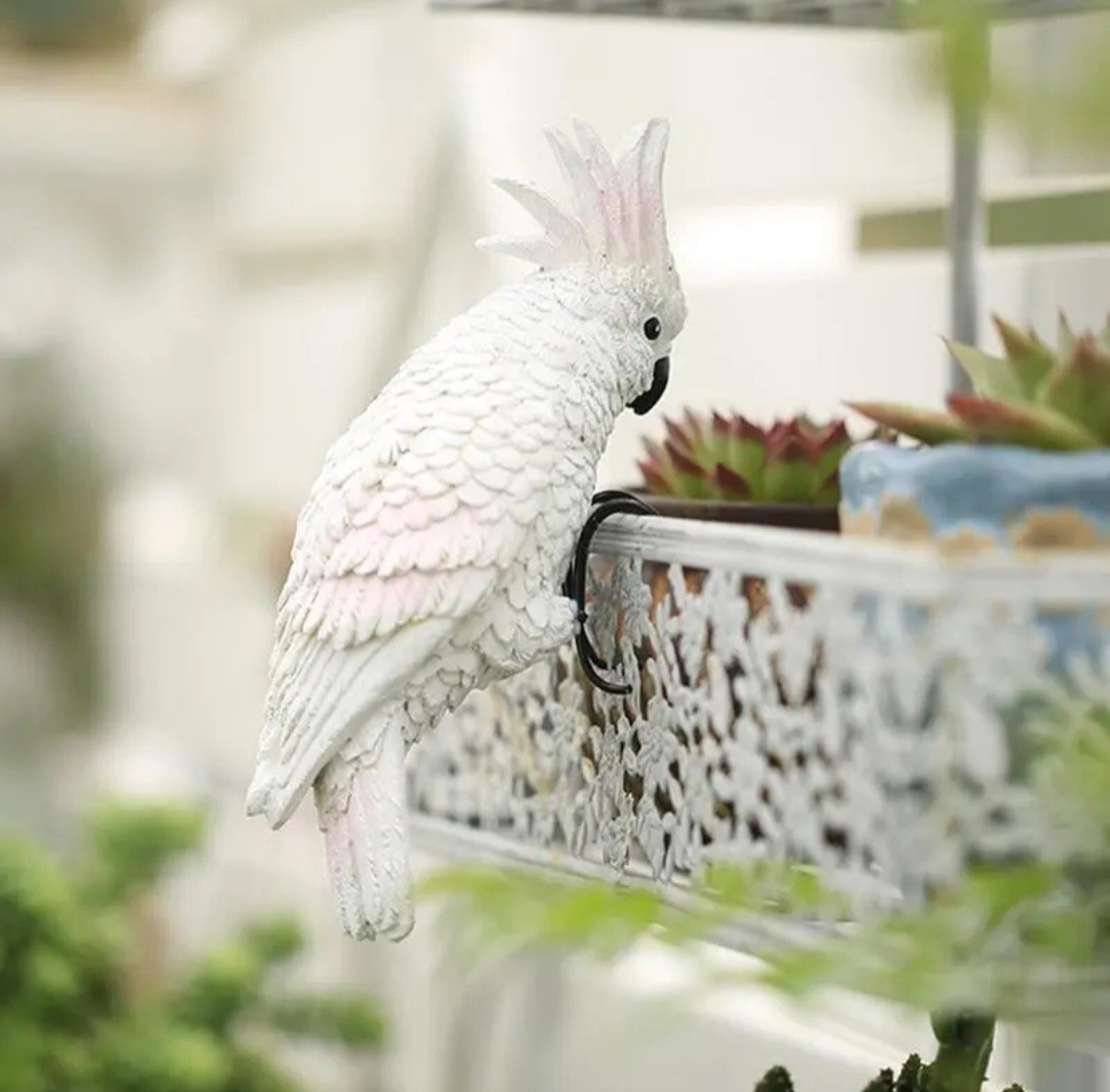 鳥の置物　白いオウム　ガーデンオブジェ　引っ掛けオブジェ　鳥の雑貨　HANAKO_画像7