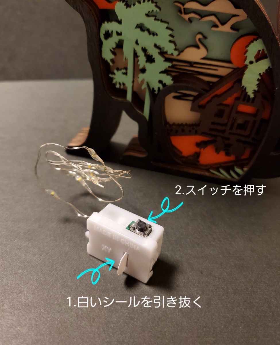 3D木製彫刻　猫の置物　Aタイプ　LEDライト付き　猫の雑貨　HANAKO　クリスマス　イルミネーション_画像6