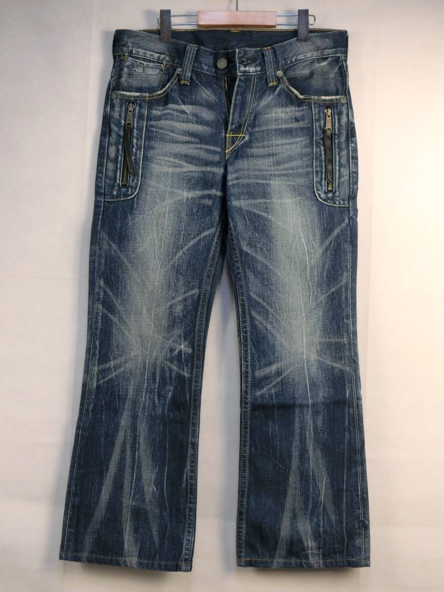 雰囲気◎ ユーズド加工 Levi's リーバイス NE507-0007 507 ブーツカット ジップ デニム ジーンズ W34/F270_画像2