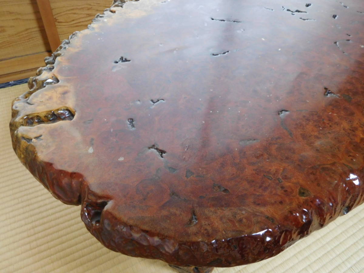 座卓 ローテーブル 花梨 瘤 玉杢 葡萄杢 天然木 一枚板(座卓、ちゃぶ台