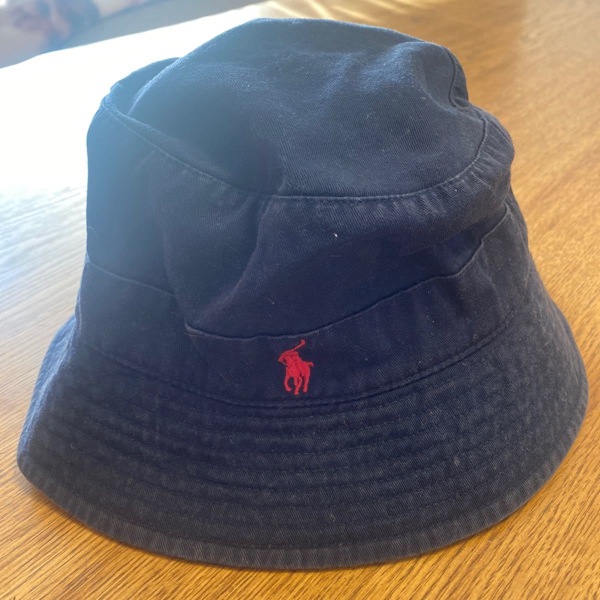 POLO RALPH LAUREN/ポロラルフローレン/バケットハット/ハット/帽子/ロゴ/ワンポイント/ネイビー/キッズ　サイズ54　ナイガイ製_画像1