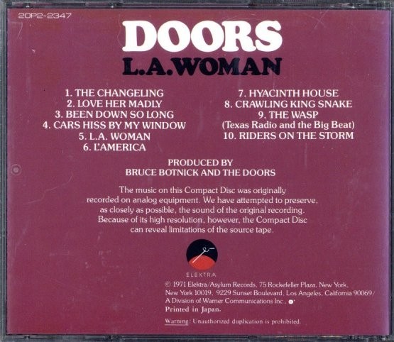 即決・送料無料(2点で)◆ドアーズ The Doors◆L.A.Woman◆Riders On The Storm The Changeling Been Down So Long L'america◆R67S(a9147)_画像2