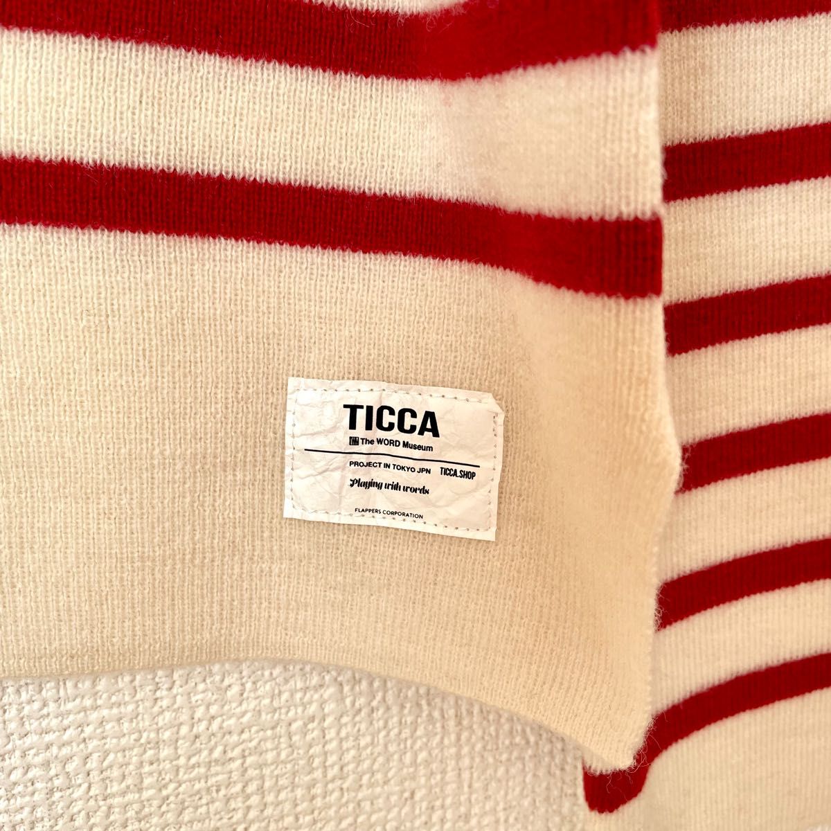 【新品】TICCA ティッカ ニットバスクシャツ オフホワイト×レッド ボーダーニット