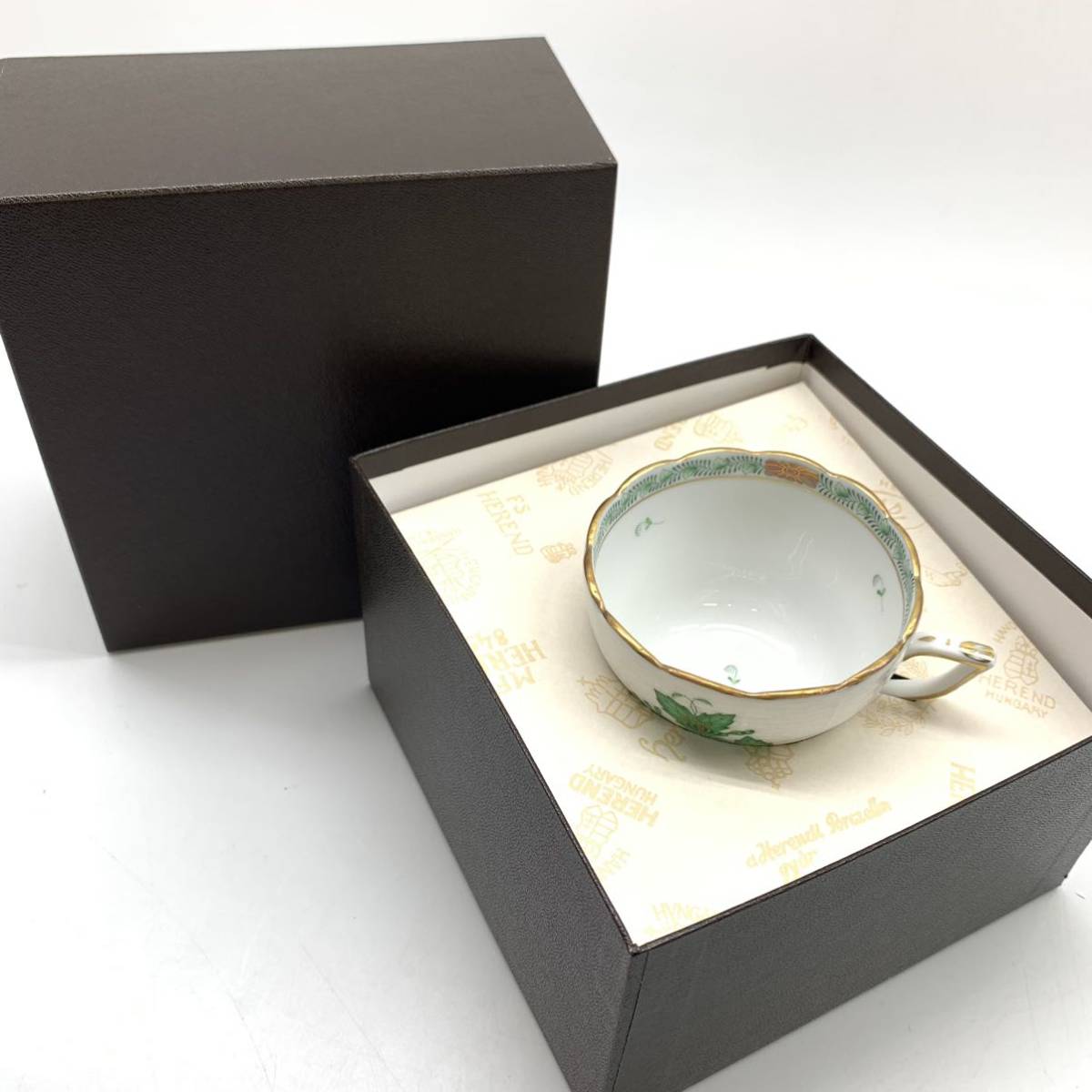 信頼】 グリーン アポニー ヘレンド HEREND ゴールド 管理HS34334 箱