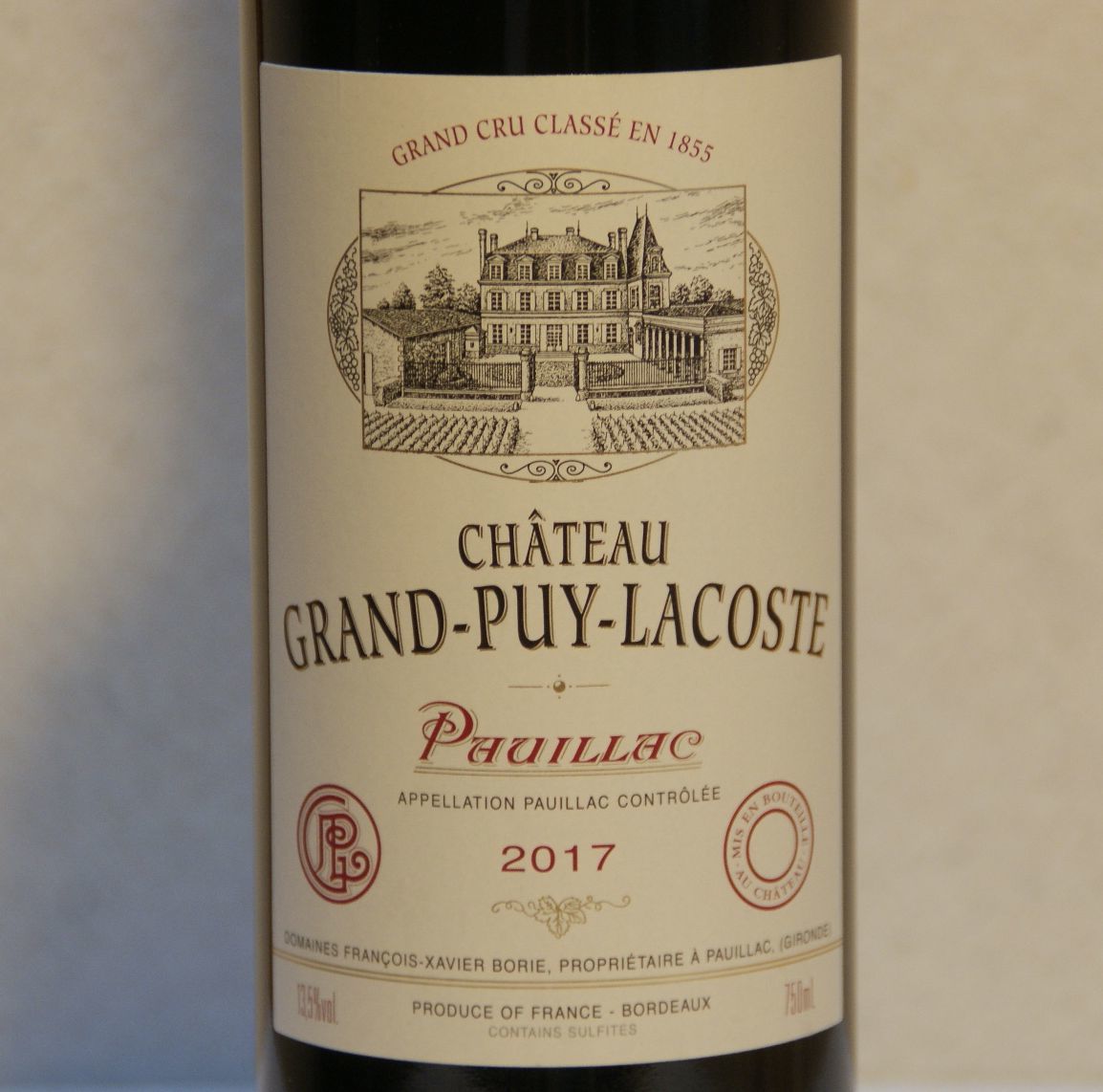 （赤ワイン）シャトー・グラン・ピュイ・ラコスト２０１７　Chateau Grand Puy Lacoste Pauillac 13.5% 750ml フランス　f630 _画像2