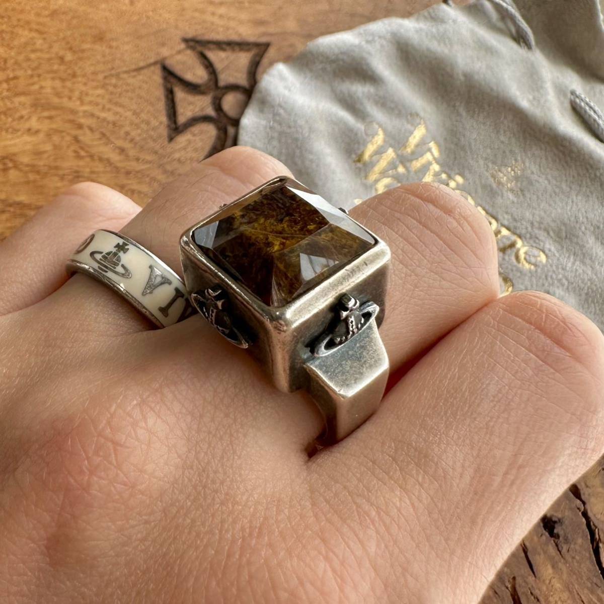 超希少色/廃盤VivienneWestwood オーブ/スクエアボックスリングL 超希少色/廃盤VivienneWestwood オーブ/スクエアボックスリングL