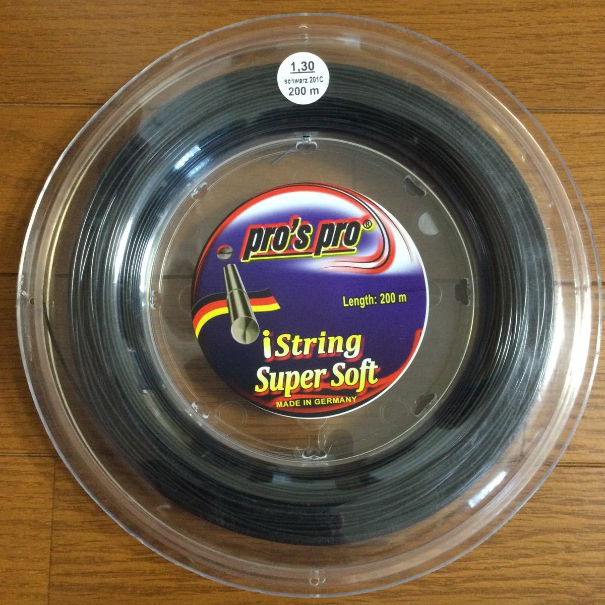 pro's pro iString Super soft(黒色) 1.30mm 200m テニスロールガット_画像1
