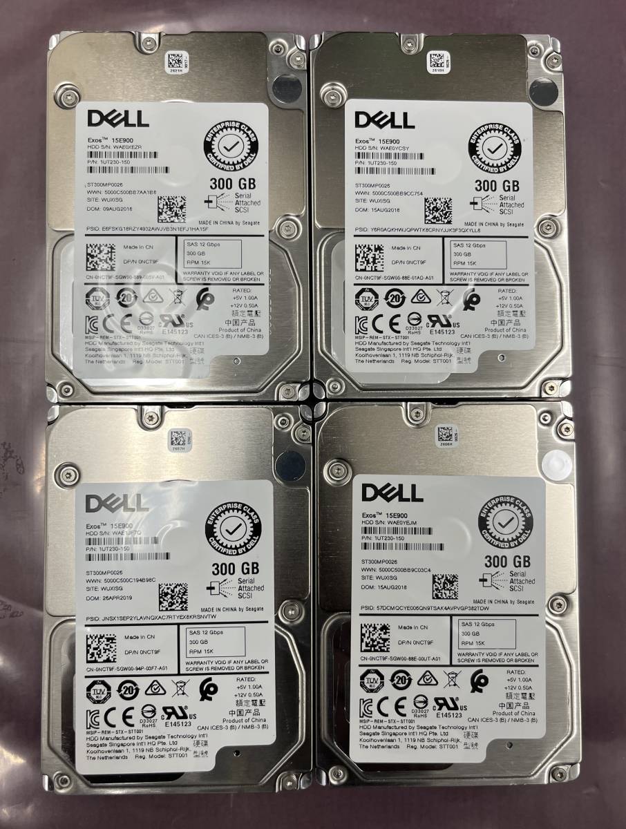 品質は非常に良い 15K 300GB 2.5インチ DELL SAS 4個セット HDD 12Gbps