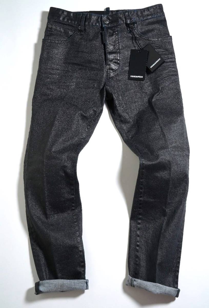 【新品/正規品】8.5万 44 Dsquared2 ディースクエアード SEXY MERCURY S71LB0909 履き心地抜群 ブラックコーティング ストレッチ デニム_D2 ブラックコーティング加工デニム