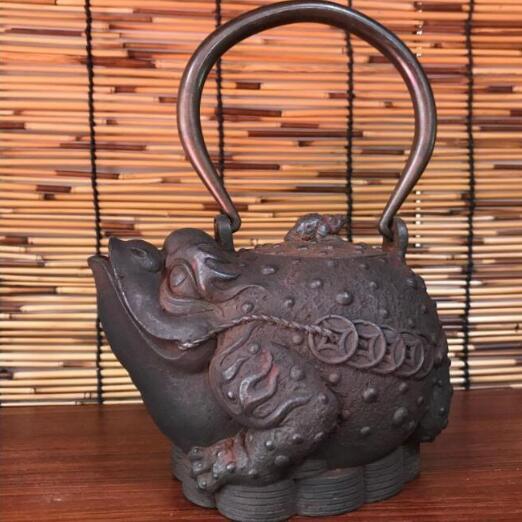 手作り コーティングなし☆老鉄瓶☆金蟾獣急須-