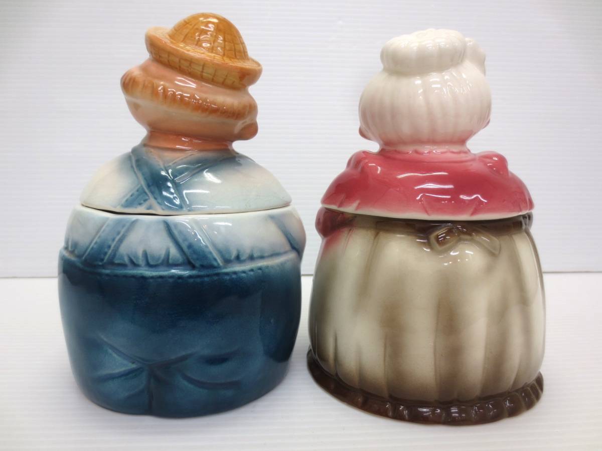 【10-202】加藤工芸 Hand Painted KATO KOGEI JAPAN 老人 おじいさん おばあさん 陶器 入れ物 置物_画像3