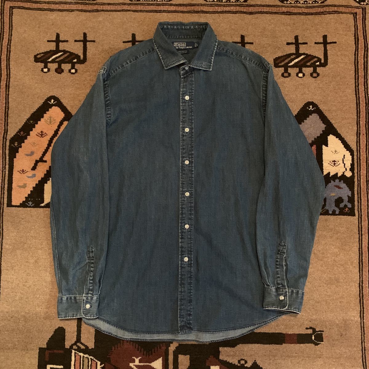 レア！ 1990s ラルフローレン RALPH LAUREN 香港製 デニム シャツ L / 30s40s50s60s70s80sリーバイス年代チャンピオン古着ユーロUSA軍_画像1