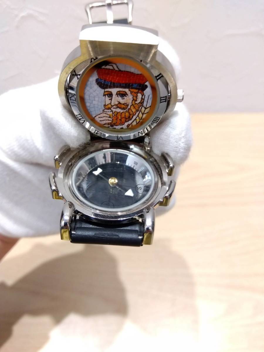 【激レア・ほぼ未使用】BLACK NIKKA ニッカウヰスキー 腕時計 ブラック ニッカ 時計 ロゴ 方位磁石付 リバーシブル コレクション 極美品