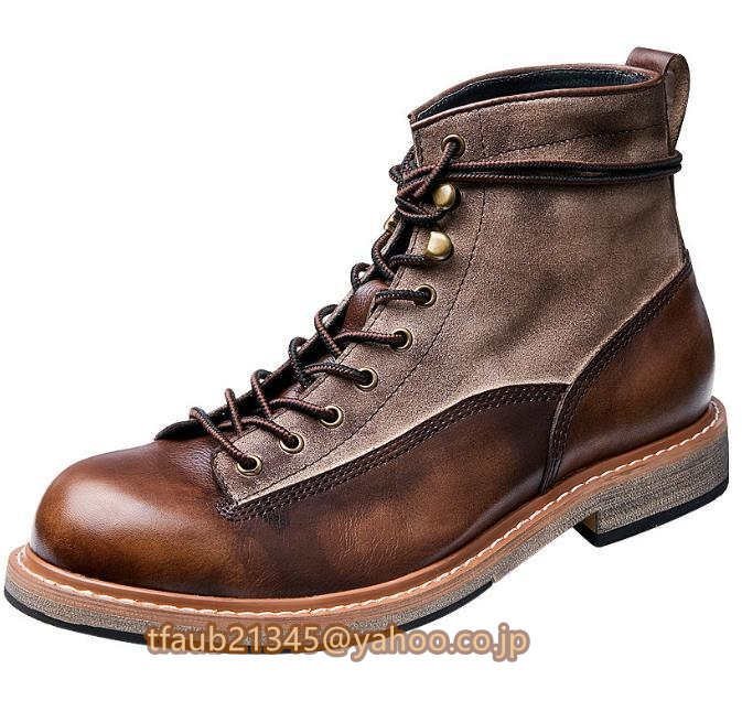  boots men's original leather short boots feeling of luxury Work boots military boots men's shoes engineer boots . slide 24~27cm