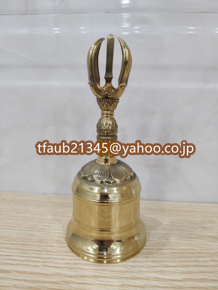 「密教法具 寺院仏具」極上品 金剛鈴 仏具 真鍮製 磨き仕上げ 高さ16.2cm