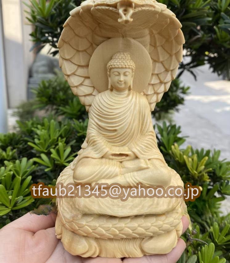 仏教美術 釈迦如来 坐像 仏像 彫刻 ヒノキ檜木 自然木 職人 手作り 置物 美術品 東洋彫刻 高さ16cm