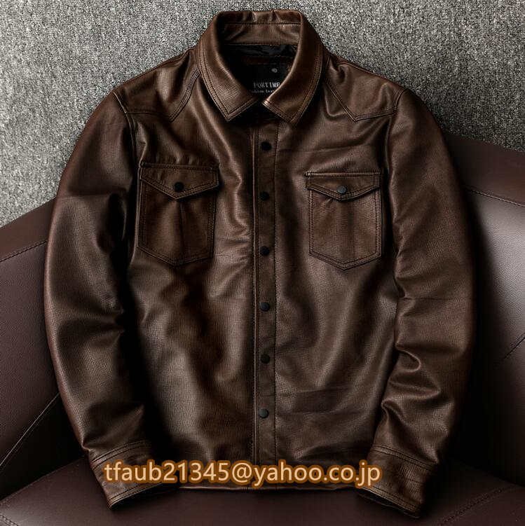 ライダースジャケット レザージャケット 牛革 ヴィンテージ 本革 革ジャンコート メンズファッション S~4XL