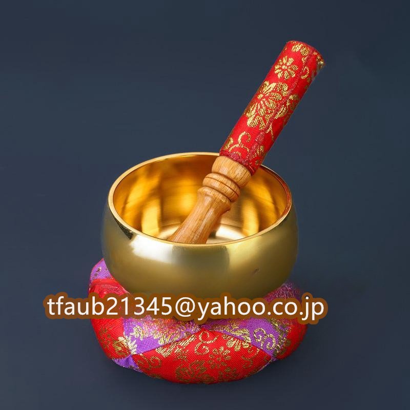 「密教法具 寺院用仏具」極上品 おりんセット 4寸 仏教工芸品 磨き仕上げ 真鍮製