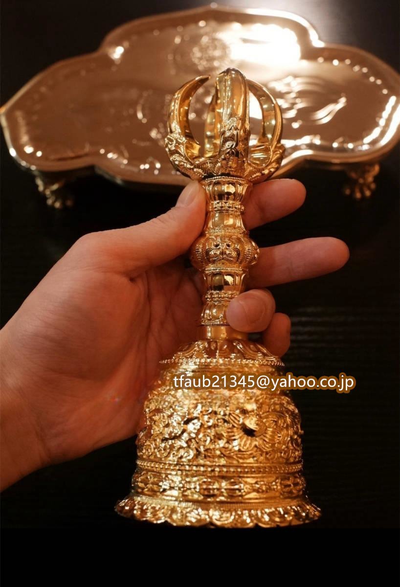 密教法具 寺院仏具」真言宗 五鈷鈴 金剛鈴 仏教工芸品 筋彫り 真鍮 密教法具 寺院仏具」真言宗 五鈷鈴 金剛鈴 仏教工芸品 筋彫り 真鍮