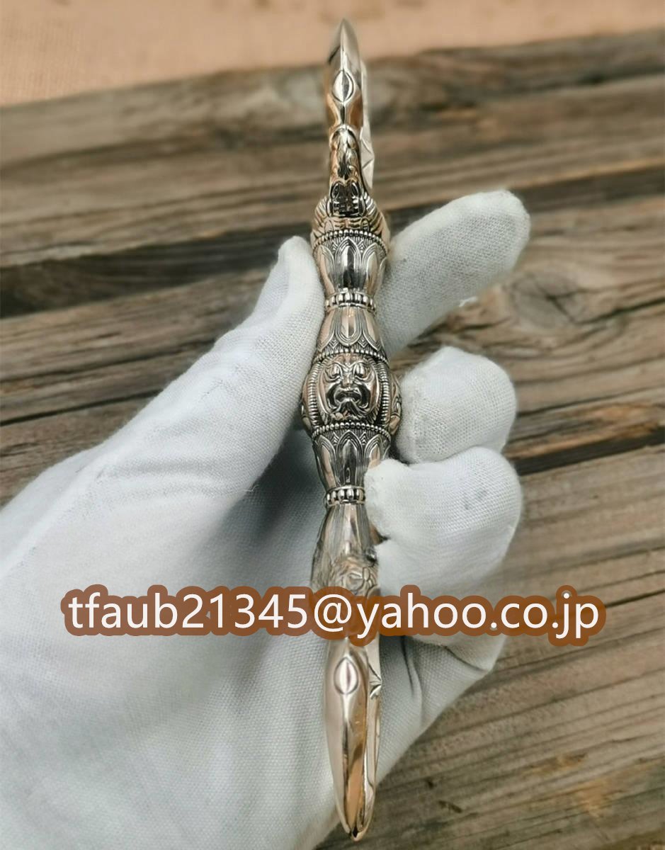 密教法具 寺院用仏具」真言宗 鬼面型 金剛杵 三鈷杵 仏教工芸品 密教法具 寺院用仏具」真言宗 鬼面型 金剛杵 三鈷杵 仏教工芸品