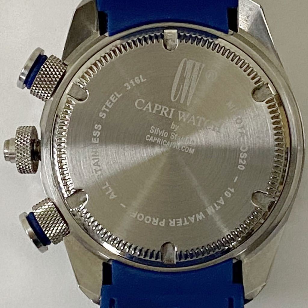 CAPRI WATCH カプリウォッチ メンズ腕時計 カプリ島の時計塔デザイン クロノグラフ カレンダー スモセコ ラバーベルト _画像7