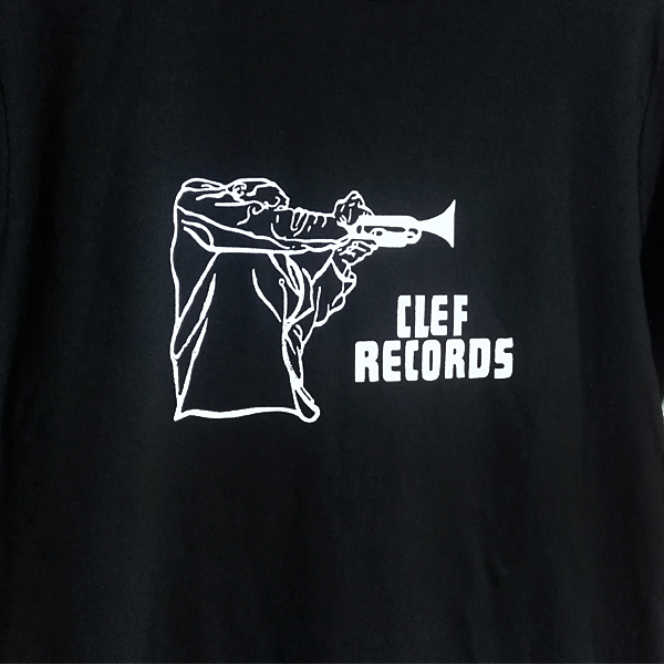 送込　CLEF RECORDS クレフレコード American jazz 半袖Tシャツ　黒　Lサイズ_画像2