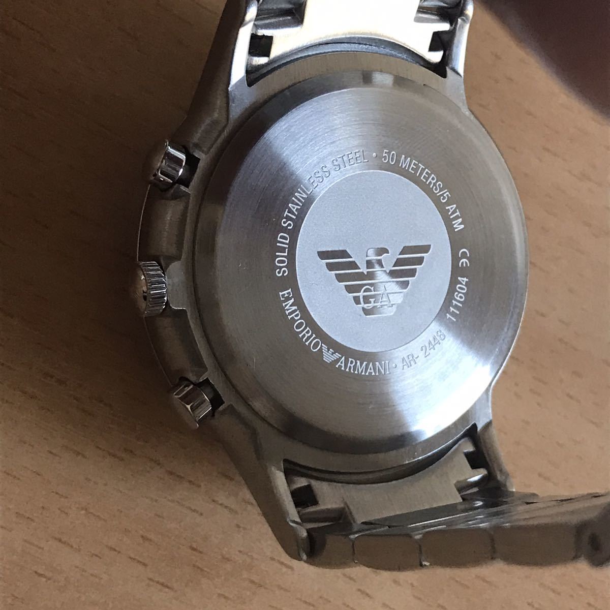 991-0254 EMPORIO ARMANI エンポリオアルマーニ メンズ腕時計 金属ベルト　クオーツ　クロノグラフ AR-2448 電池切れ 動作未確認_画像6