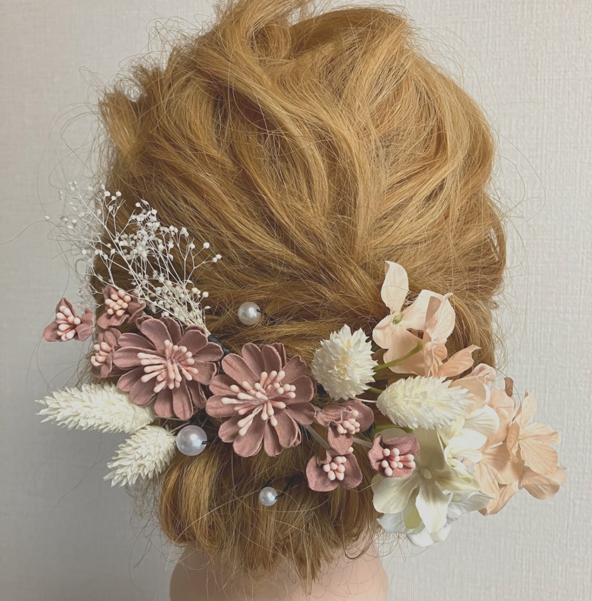 モブピンクの髪飾り 成人式髪飾り 振袖髪飾り 結婚式髪飾り 結婚式髪飾り_画像1