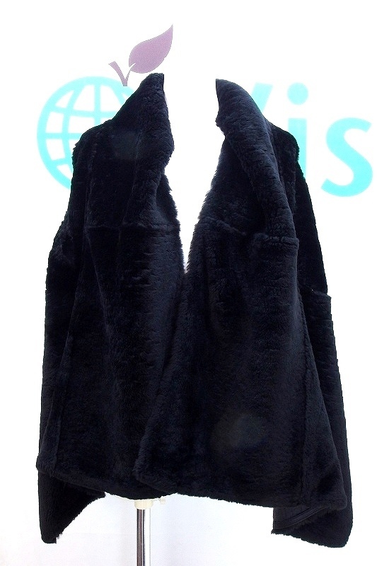 W エスカーダ ESCADA ムートン ラムスキン 羊毛皮 ジャケット ベスト ONE 黒 kz4618206665