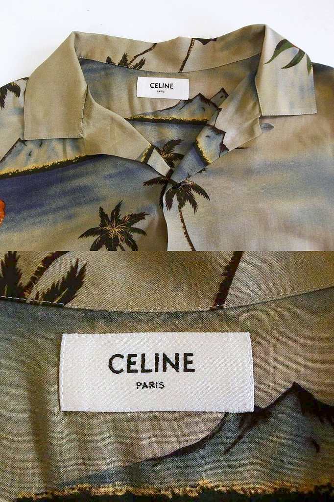 S*セリーヌ CELINE レーヨン　アロハシャツ　半袖 メンズ 39 2C946862T ビンテージブルー sy4620207045_画像3