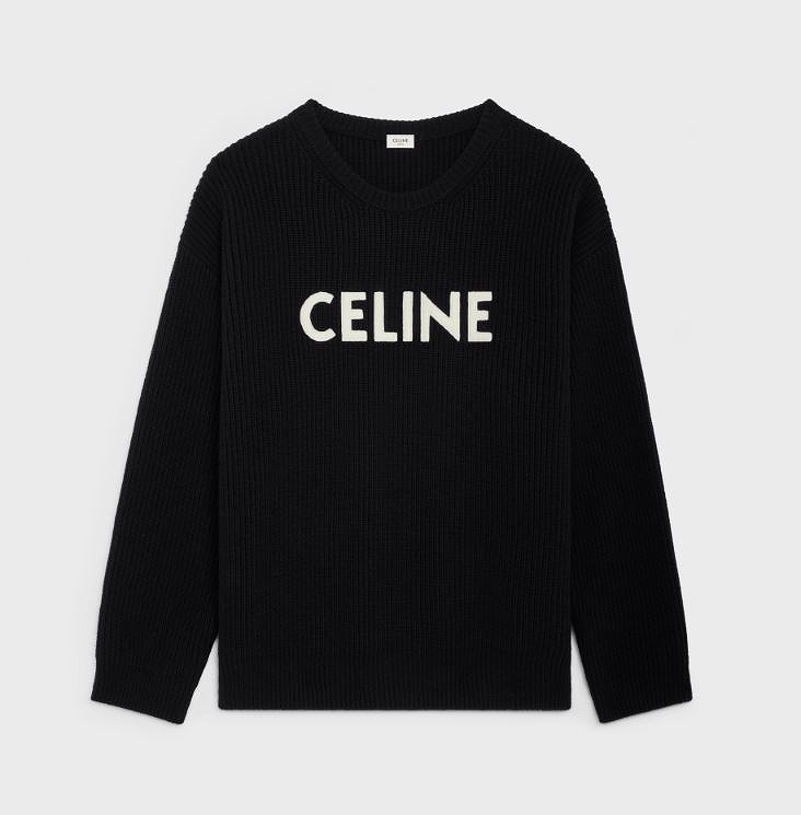 W*セリーヌ CELINE 【22-23AW】オーバーサイズ セーター リブ編みウール メンズ S 2A19R423P ブラック sy4620207002の画像1