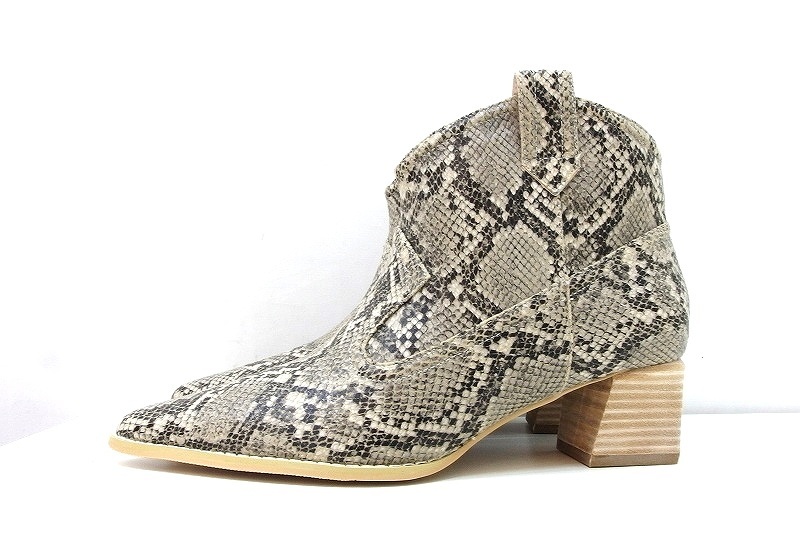 W* unused goods! Esperanza Esperanza tag attaching python print Western short boots LL kz4620206926