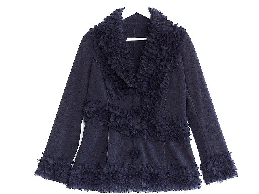 W*nokoo-noNOKO OHNO frill stretch jacket 40 navy sy4620206750