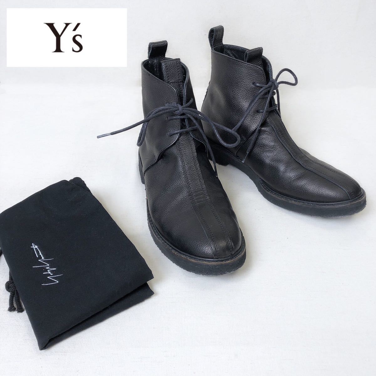 [美品] Y’sワイズ レザー ショートブーツ 黒 サイズ6