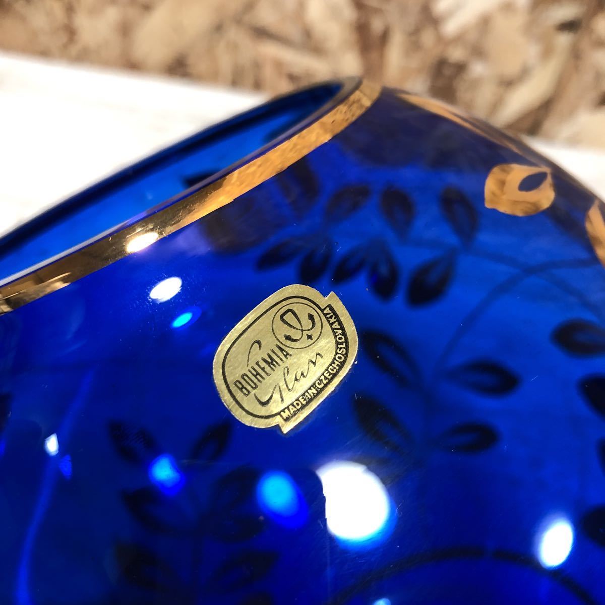 ボヘミア フラワーベース ブルー 大きめ ゴールド BOHEMIA 花瓶 おしゃれデザイン 佐川急便対応のみの画像3
