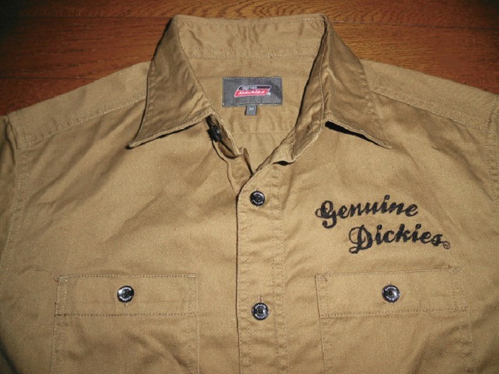 Dickies ディッキーズ 刺繍ロゴ ワークシャツ 長袖 TCツイル ボタンシャツ OLV M 使用僅 美品/ベンデビ レッドキャップ_画像4