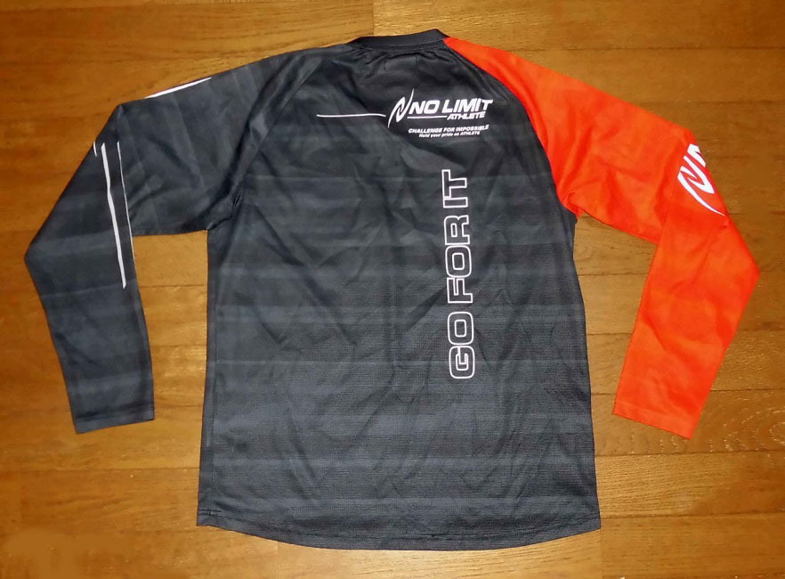 Nishi NO LIMIT ATHLETE ニシ 長袖 ドライ Tシャツ トレーニングシャツ 吸汗速乾 BK-RD L USED 美品/トラックランニング陸上マラソンジョグ_画像2