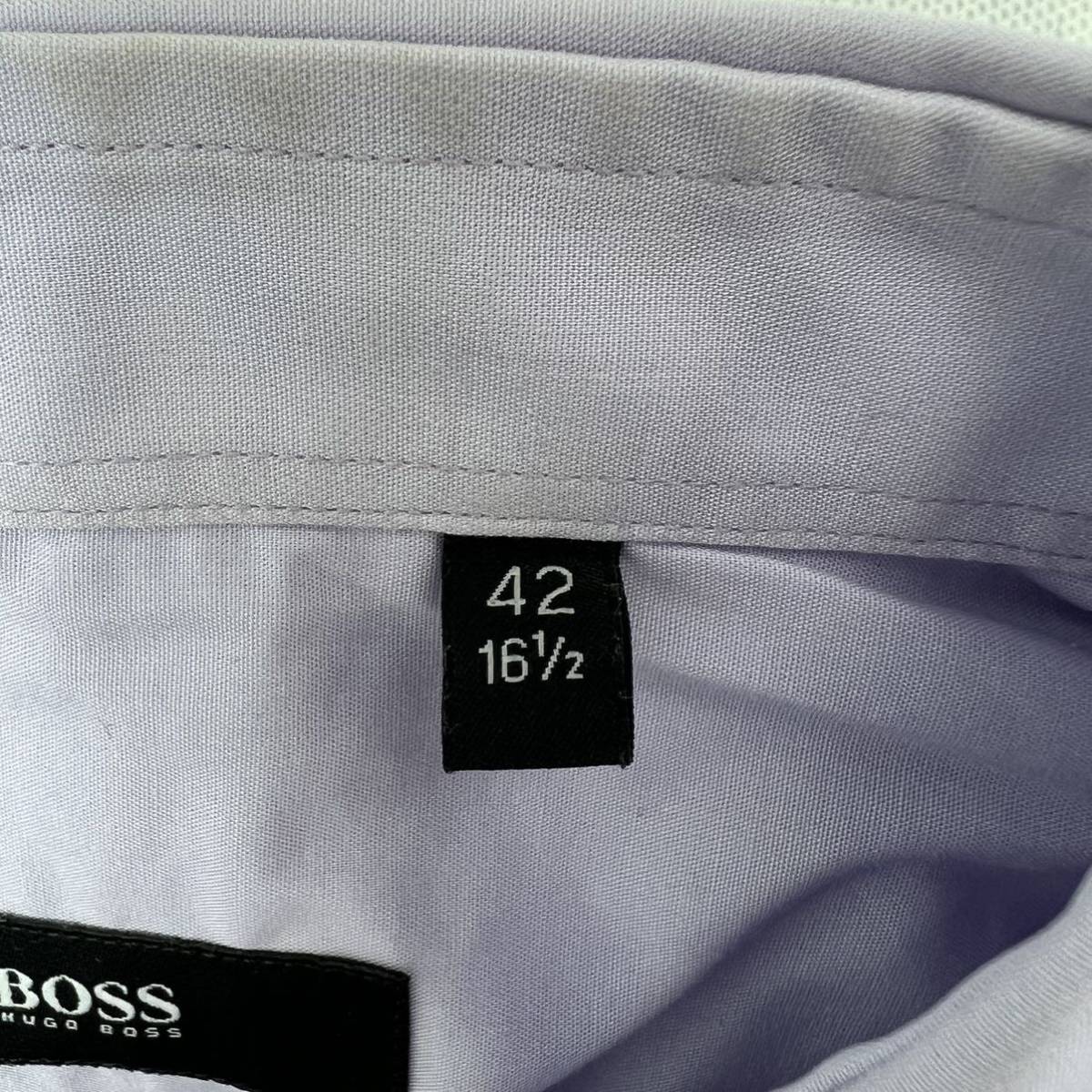 HUGO BOSS ☆ 紳士 定番 グレー シャツ スリムフィット 長袖 ワイシャツ ドレスシャツ 42-16.5 ビジネス オフィス ヒューゴボス■S2445_画像6