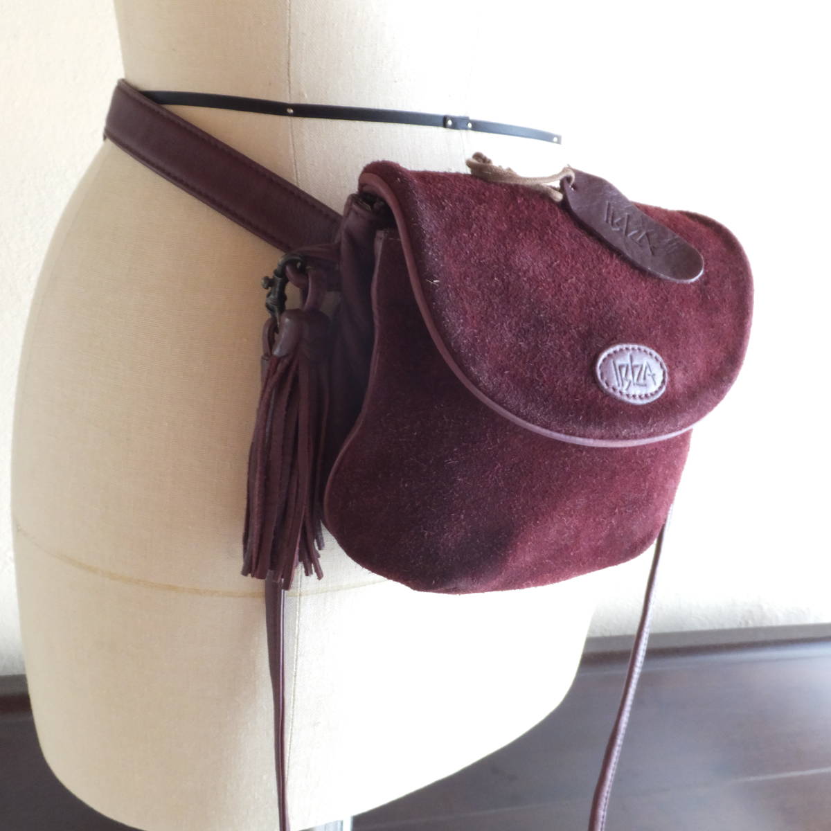 IBIZAibi The original leather suede leather 2way belt bag shoulder bag bordeaux 