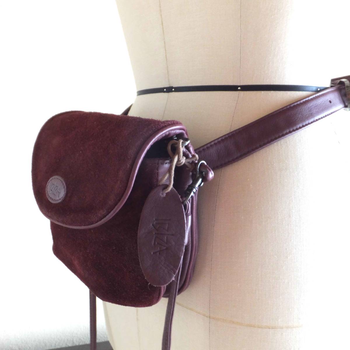 IBIZAibi The original leather suede leather 2way belt bag shoulder bag bordeaux 