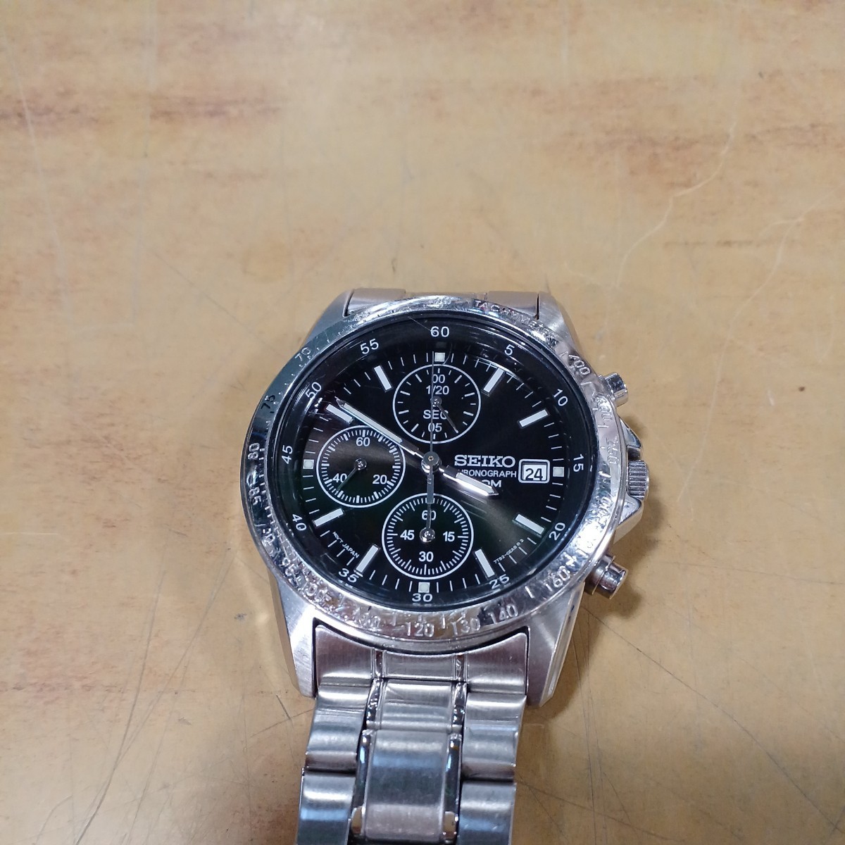 SEIKO 7T92-0DW0 セイコー クロノグラフ メンズ 腕時計 100M 黒文字盤 中古 長期保管_画像1