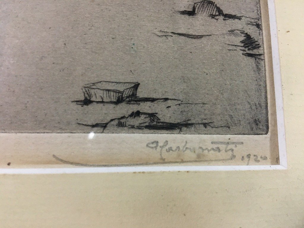 w*10 CARBONATZ PARIS ETCHING 1920 year etching picture frame frame / B01