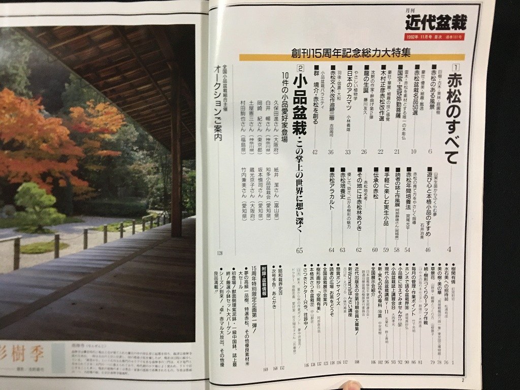 ｗ△*　月刊　近代 盆栽　1992年11月号　赤松のすべて　小品盆栽　新企画出版社　古書　/B10_画像3