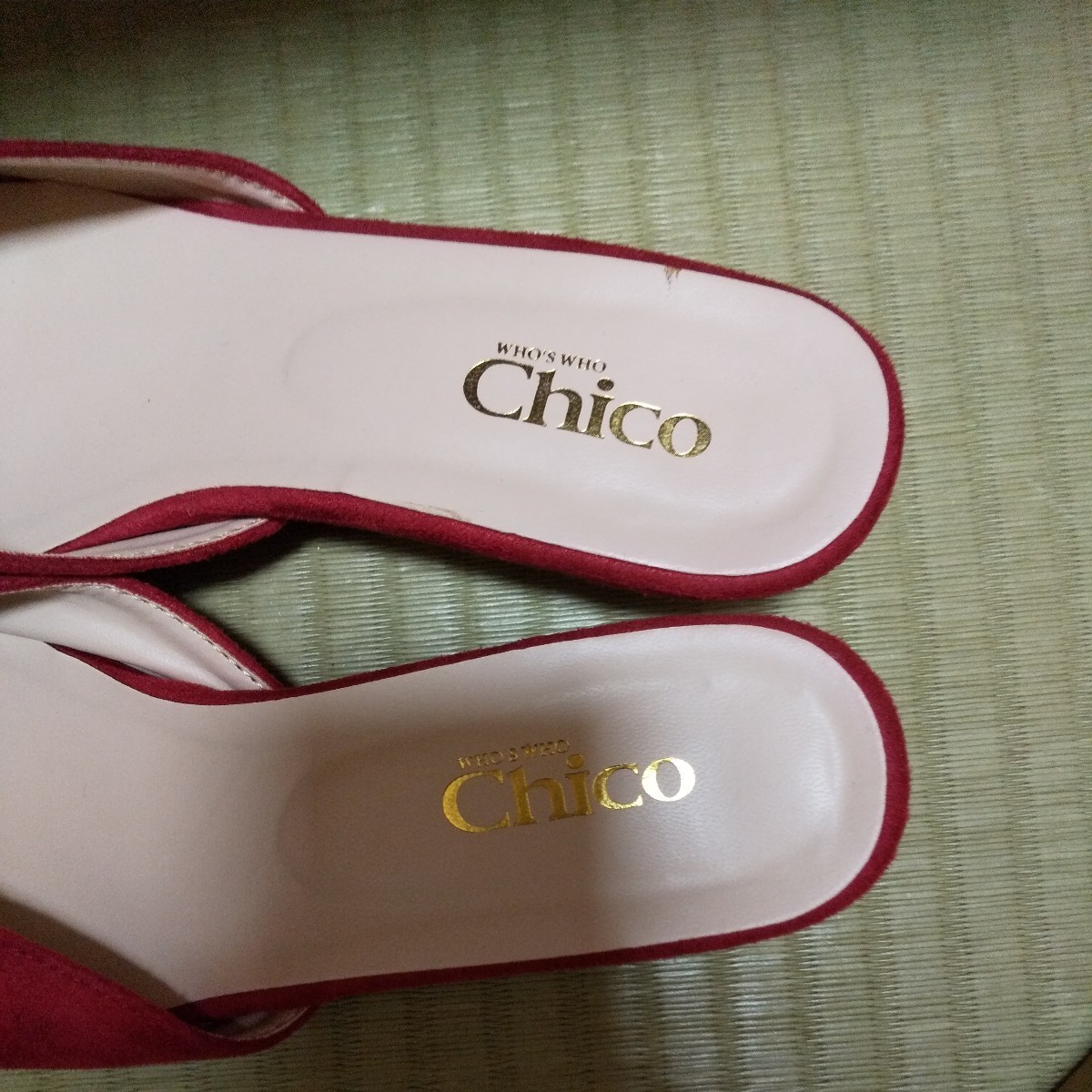 レッド chico レディース サンダル vカットミュール赤系 M 箱有り ゆうパック60 who.s who chico 定価7900 